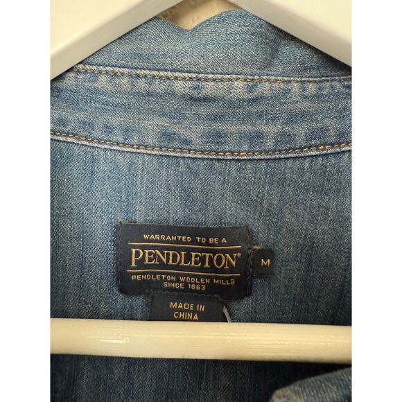 NWT - Pendleton Women's Chambray Pearl Snap-Front Shirt Dress Denim Size Medium - Picture 8 of 10